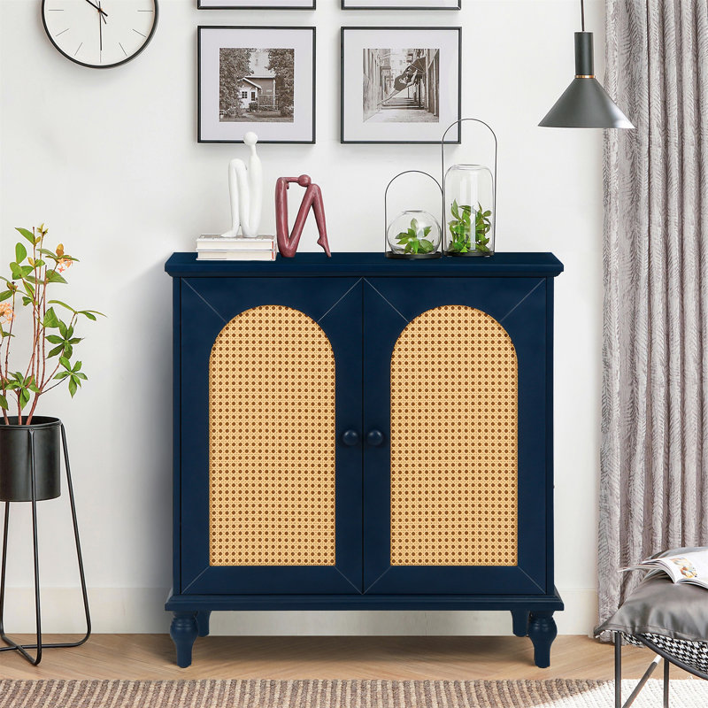 Buffet 2 portes en rotin, Bleu antique