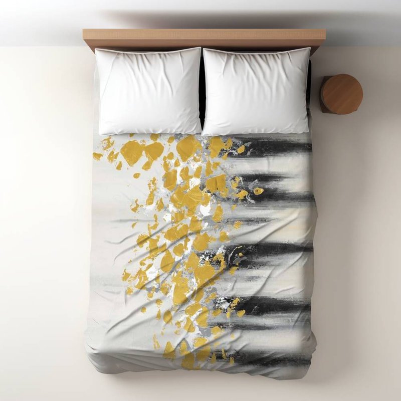 Polyester Sateen Duvet Cover, Twin Duvet, Brown Small Golden Spots