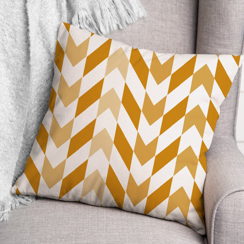 Geometric Outdoor Reversible Throw Pillow, Orange/Yellow
