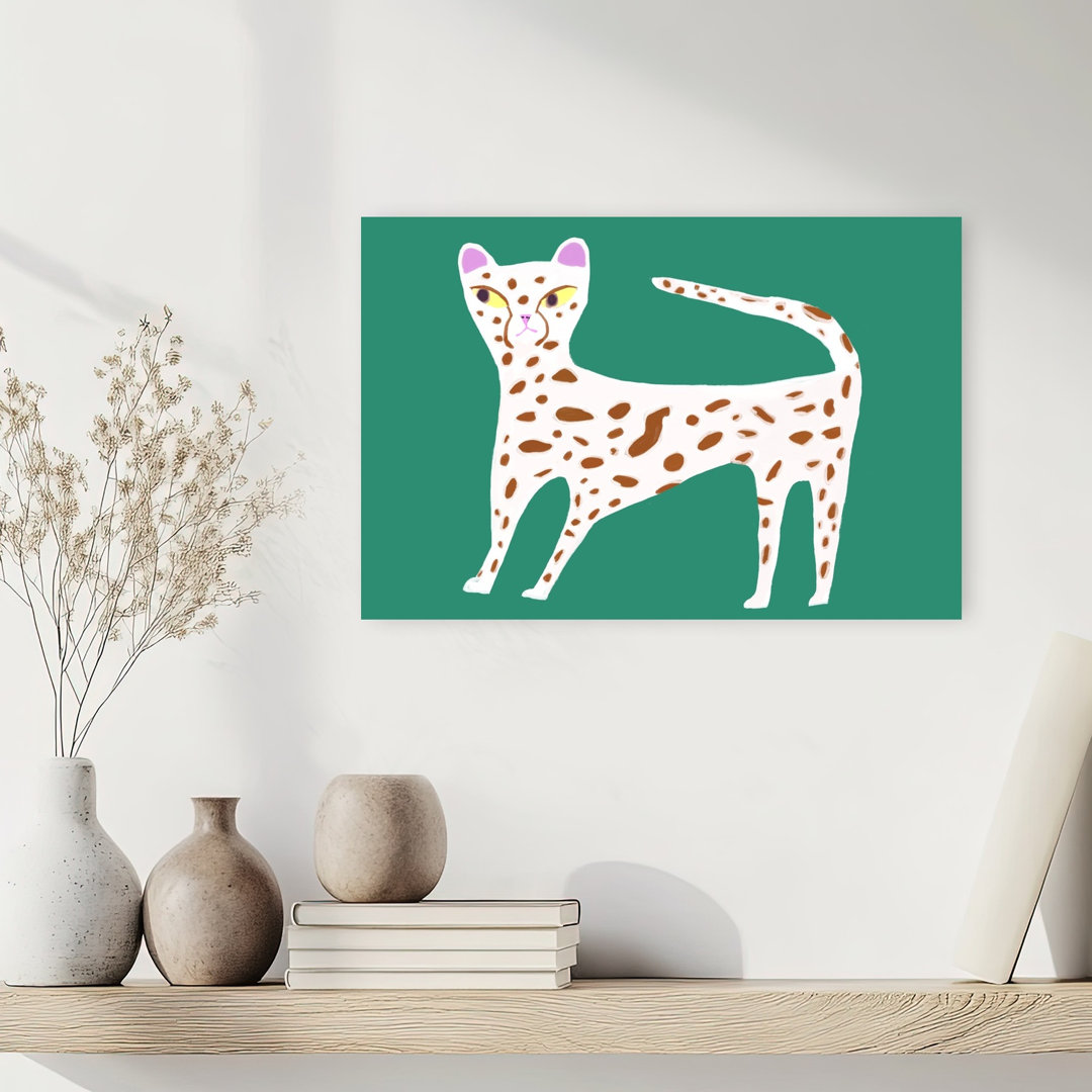 Modern Spotted Feline Modern Whimsical Cat Wall Art Print