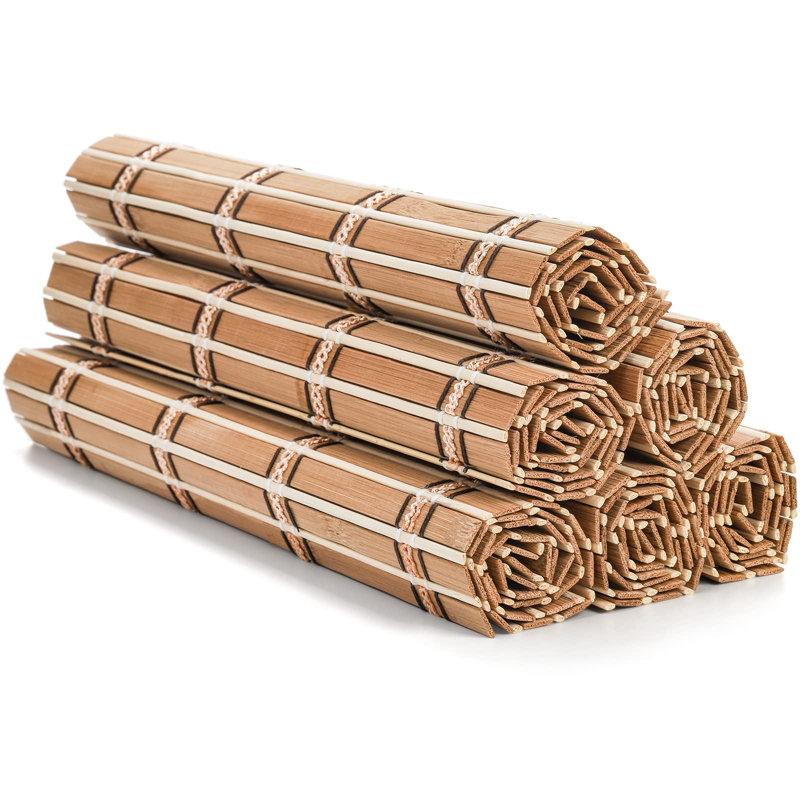 Ensemble de 8 napperons en bambou naturel, tapis de table rustique antidérapant et résistant à la chaleur pour la cuisine, la salle à manger et la protection de la table