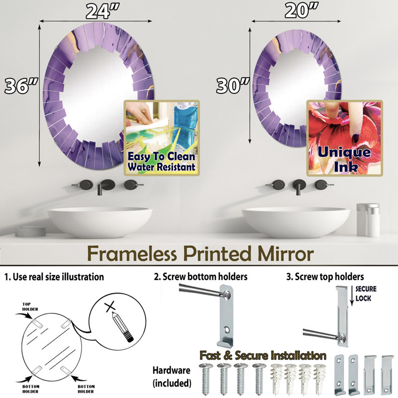 Warvan Oval Mirror, 30" x 20"