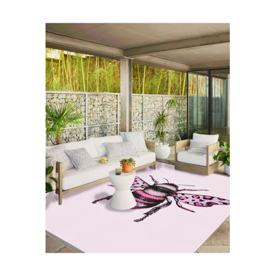 Tapis décoratif tissé rose lavable à la machine