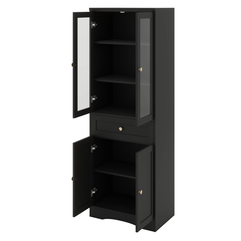 Grand garde-manger autoportant avec porte en verre et tablettes réglables