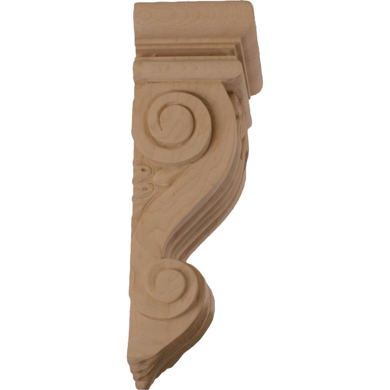 7"W x 3 1/2"D x 11"H Traditional Leaf Corbel, Rubberwood, Rubberwood