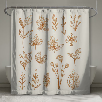 Botanical Line Art Shower Curtains Extra Long