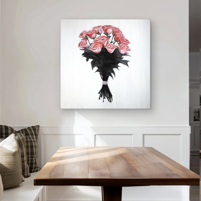 Bouquet of Coral Roses - Romantic Metal Print for Home Decor