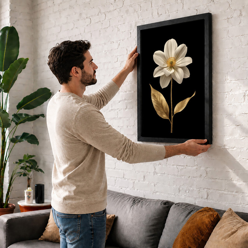 Golden Bloom Study Botanical - Framed Print, A1 - 84.1 x 59.4 cm, Unframed