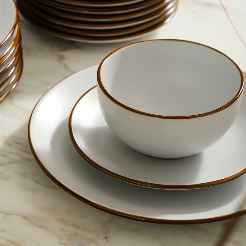 Brasa Dinnerware Set Stoneware, White, 32