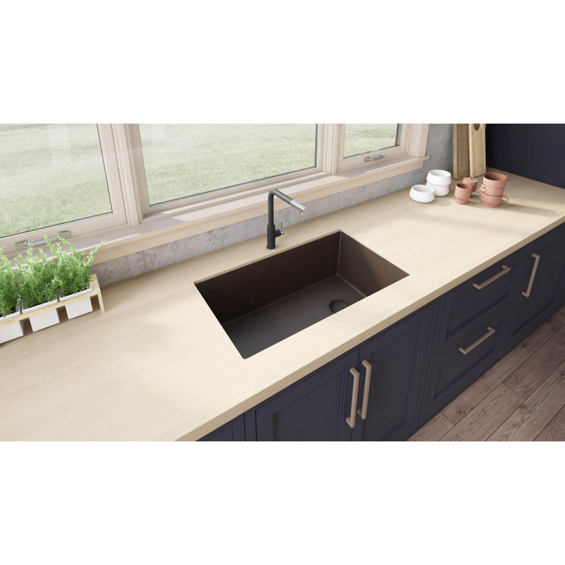 Ruvati 32 x 19 inch epiGranite Undermount Granite Composite Quartz Single Bowl Kitchen Sink - Espresso Brown -