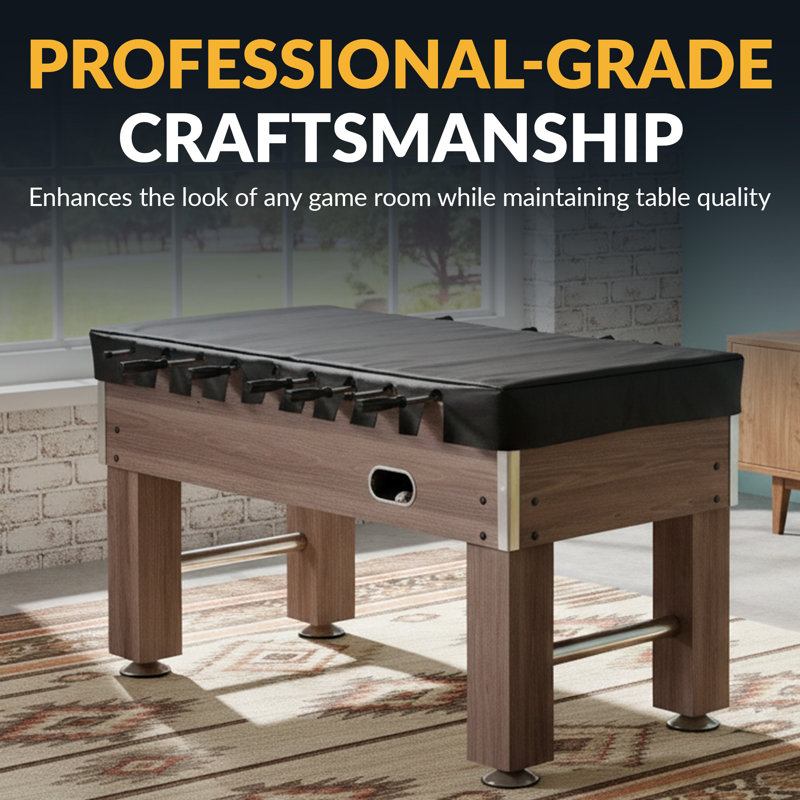 Hathaway Foosball Table Cover – Fitted 54-in Game Table Cover in Black – Durable, Wrinkle-Free Synthetic Leather with Soft Underside – Dust and Spill Protection for Foosball Accessories and Tables