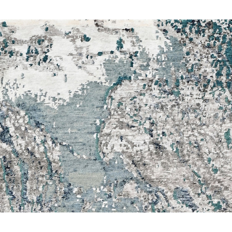 Hand Knotted Area Rug in Beige And Blue