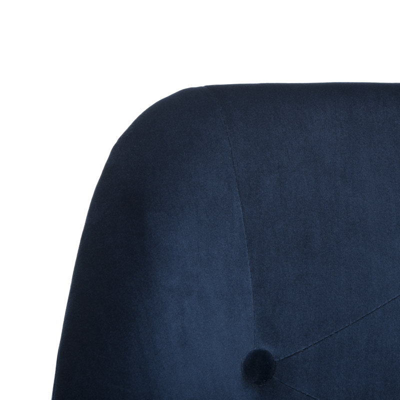 Modern Chala Swivel Drafting Chair – Plush Tufted Barrel Office Chair with Chrome Base and Casters, Navy, Velvet