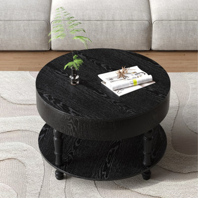 Table basse avec compartiment caché, table basse ronde avec tablette de rangement pour le salon