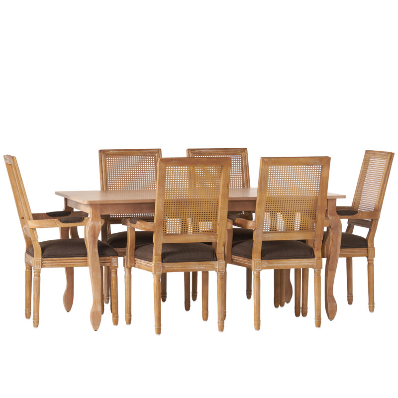 Story 6 - Person Four Leg Dining Set, Natural, Brown/Natural
