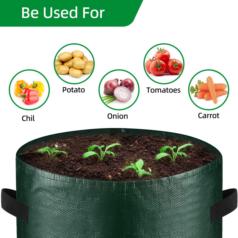10 Gallon Green PE Fabric Grow Bags with Handles, 8-Pack
