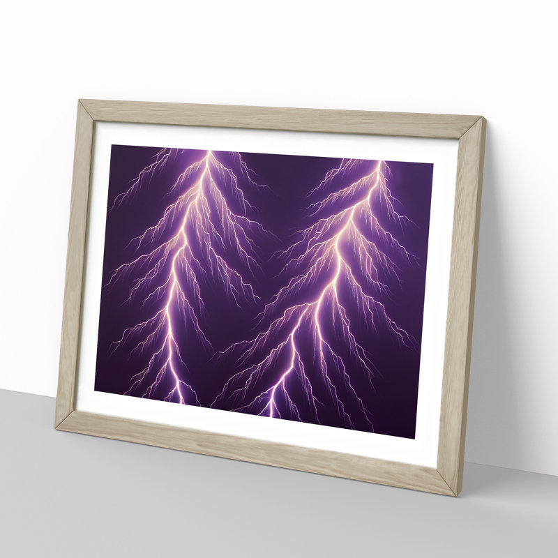 Enticing Lightning Bolts Vol.2 - Single Picture Frame Print, 46cm H x 64cm W x 2cm D, Oak 