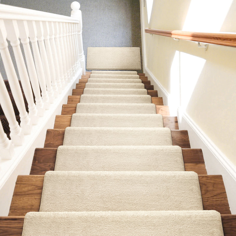 Tapis d'escalier intérieur antidérapant 14 pièces avec 1 tapis d'atterrissage (beige, ensemble de 15), Beige