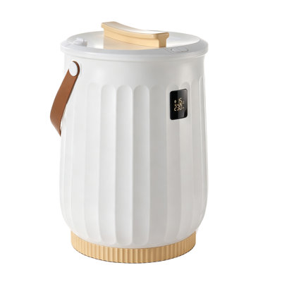 Chauffe-serviettes 20L avec affichage à DEL, chauffage rapide, 4 réglages de minuterie, poignée en bois, arrêt automatique, convient aux grandes serviettes, couvertures et peignoirs, blanc