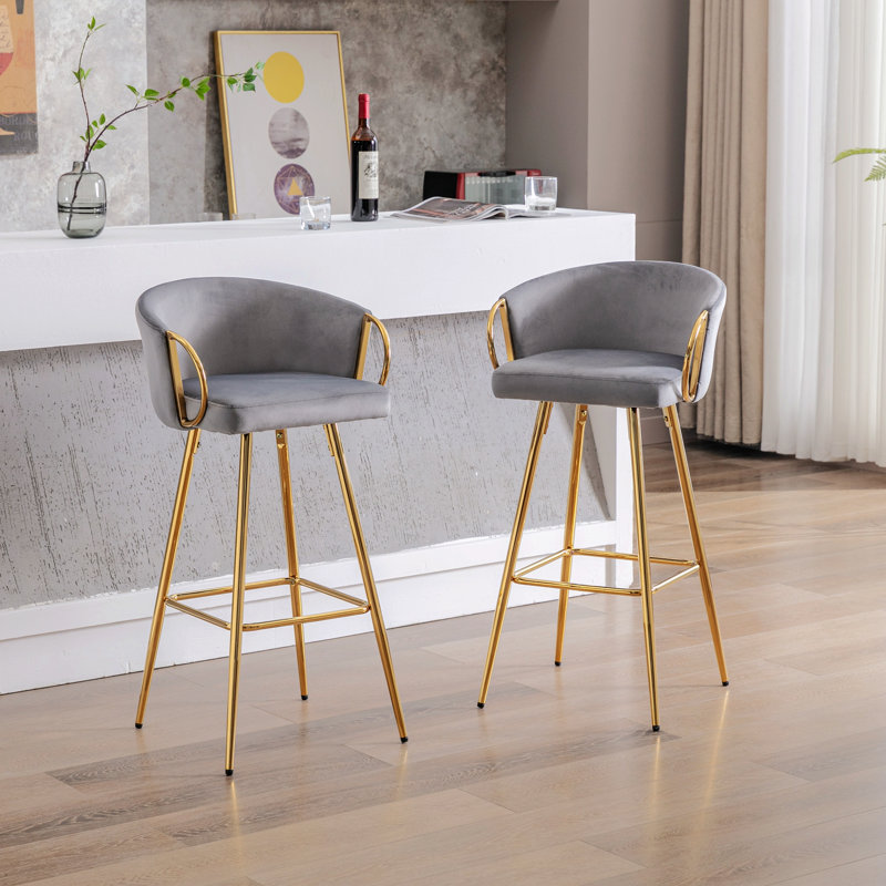 Chaise d'appoint, tabouret de bar Rinus, gris