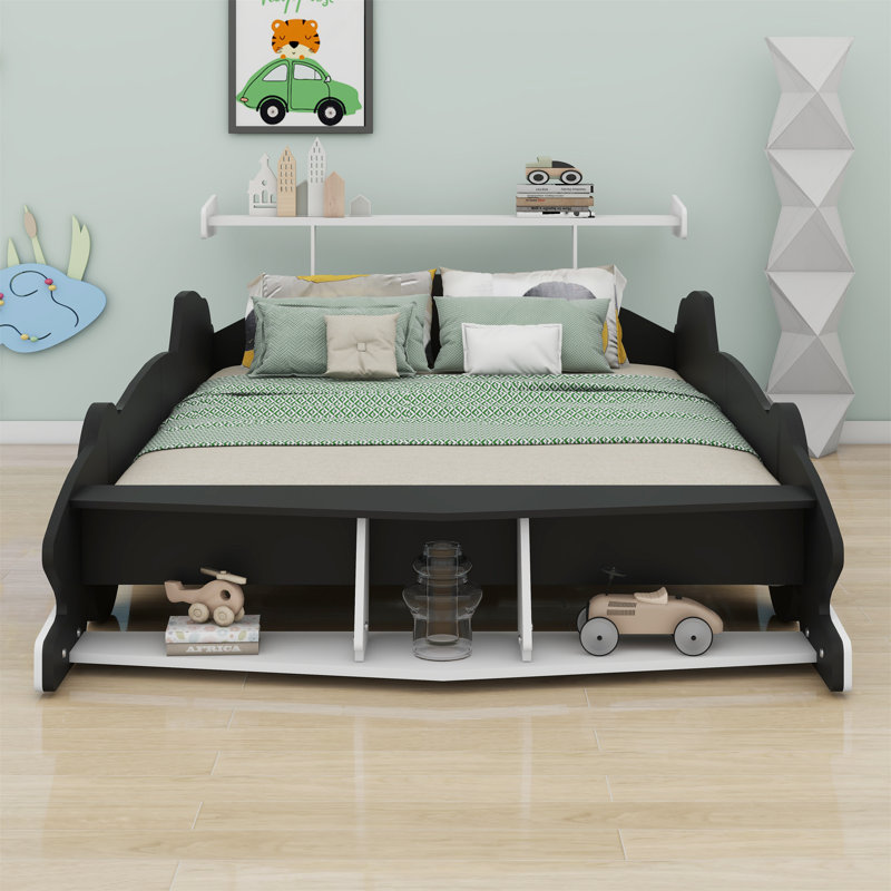 Lit plateforme avec roulettes Race, Noir / blanc