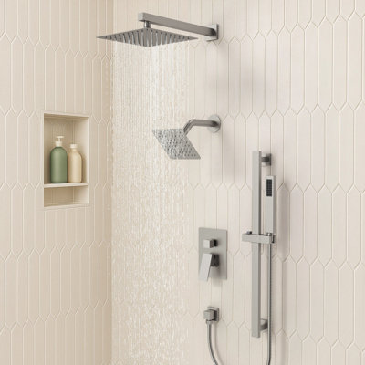 Robinet de douche mural à haute pression, système de pomme de douche double avec douche à main