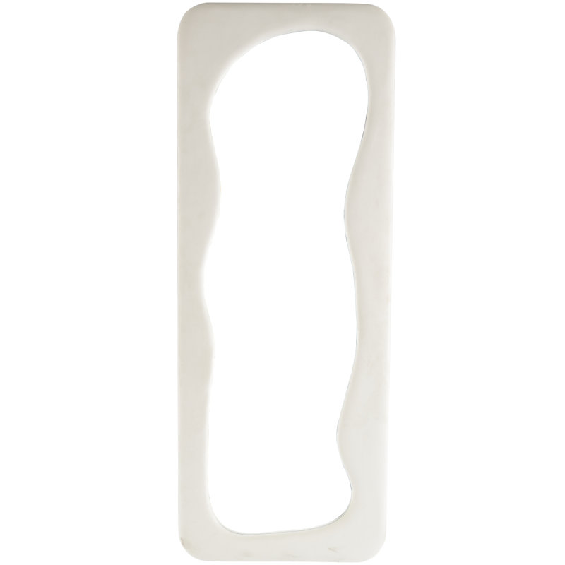 Wood Wavy Room Floor Mirror, White