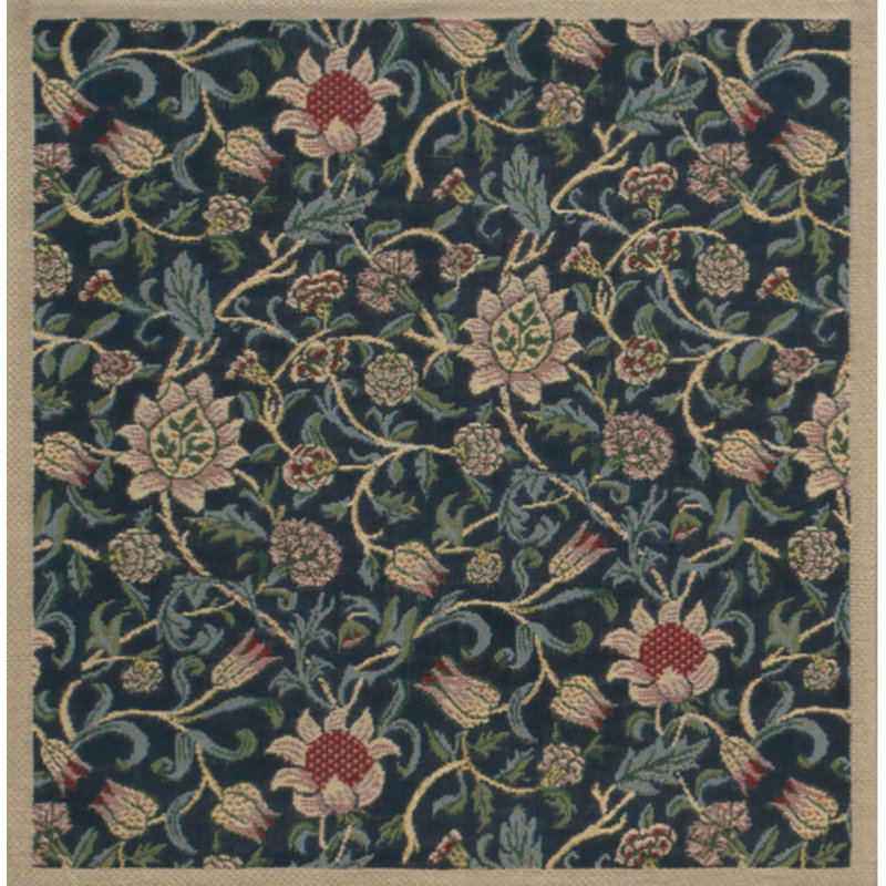 Floral Cotton Blend Pillow Cover, Blue