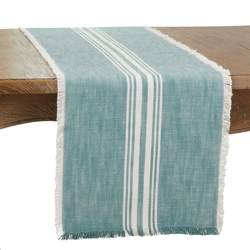 Striped 100% Cotton Table Runner, Turquoise