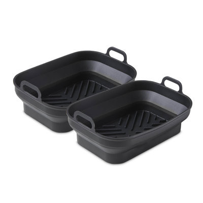 Tower T843091 Rectangular Air Fryer Trays, Set of 2 Reusable Silicone Liners, Suitable for Most Dual Basket Air Fryers 4 Litres & Above including Tower Vortx and Ninja Foodi, Non-Stick Dishwasher Safe