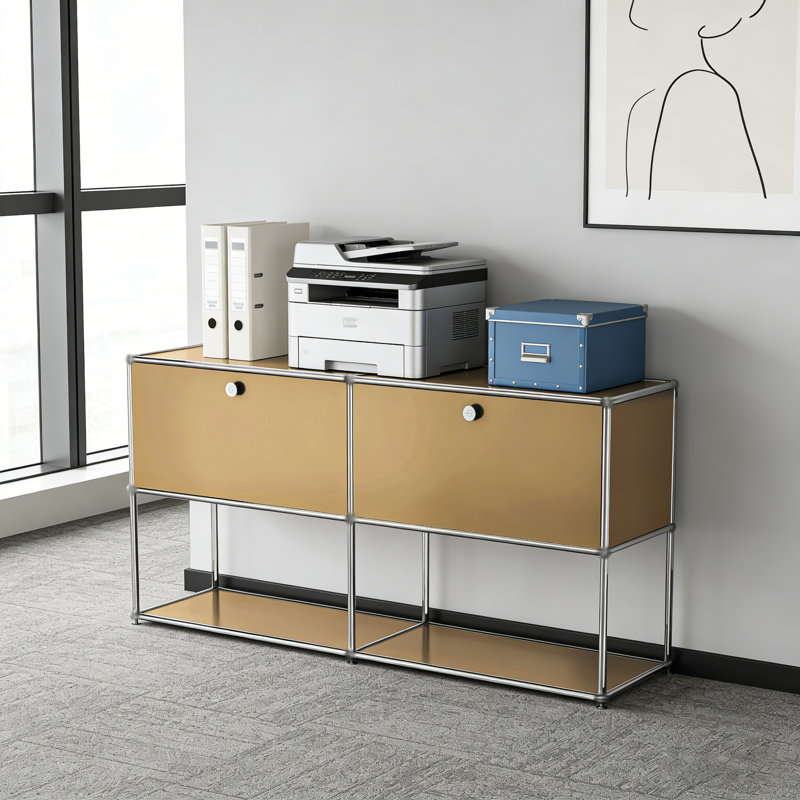 Armoire de rangement modulaire en métal avec tablettes réglables, Brun