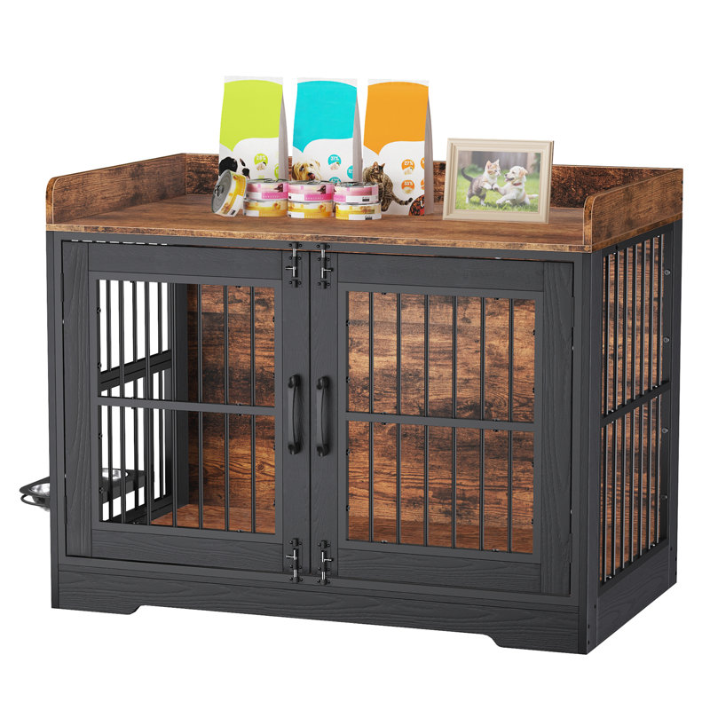 Grande table d'appoint pour chien avec deux tables de bout pivotantes et support pour téléviseur, H 33 po x l 27 po x P 45 po