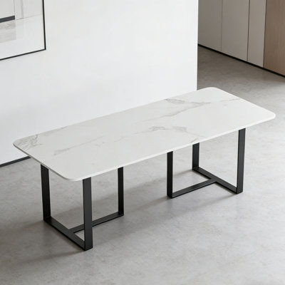 Black Rectangular Sintered Stone tabletop Dining Table