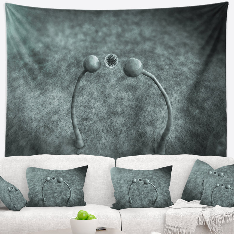 Tapisserie champignons sur surface en cuir landscape, H 68 po x l 80 po