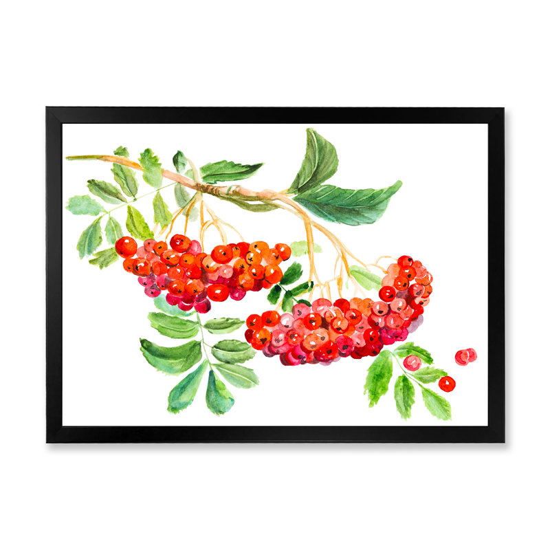 Red Viburnum Opulus Leaves - reproduction sur toile avec cadre flottant, Impression noire sur toile encadrée