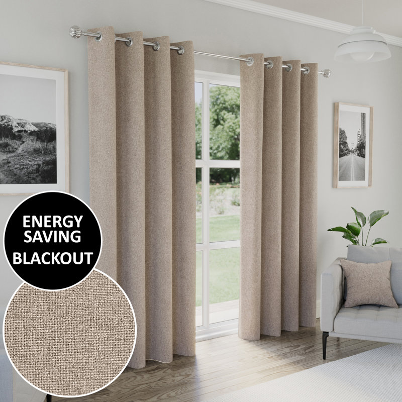 Rodenal Blackout Curtain Pair, Beige, 229cm W x 229cm L