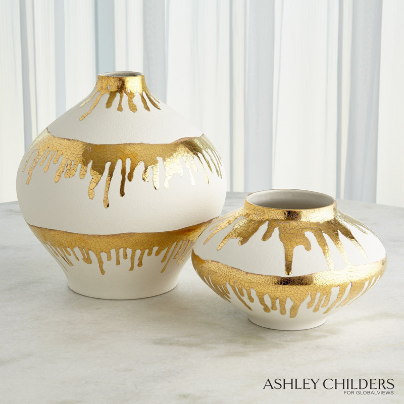 Nuove Vase-Gold Drips-Lg