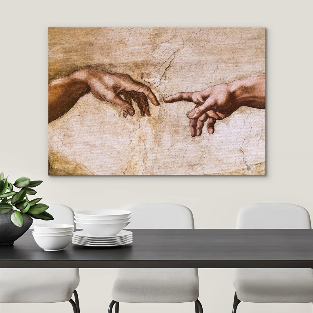 Famous Artwork Hands Of God, Creation Of Adam By Michelanglo Graffiti & Street Art Famous People Pop Art Modern On Canvas Print IDEA4WALL Overall 