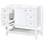Meuble-lavabo de 36 po en blanc avec lavabo en bois massif et céramique, une armoire, trois tiroirs, finition peinte, autoportant, assemblage sous le comptoir requis, couleur blanche, abattant en peuplier / caoutchouc-576668482