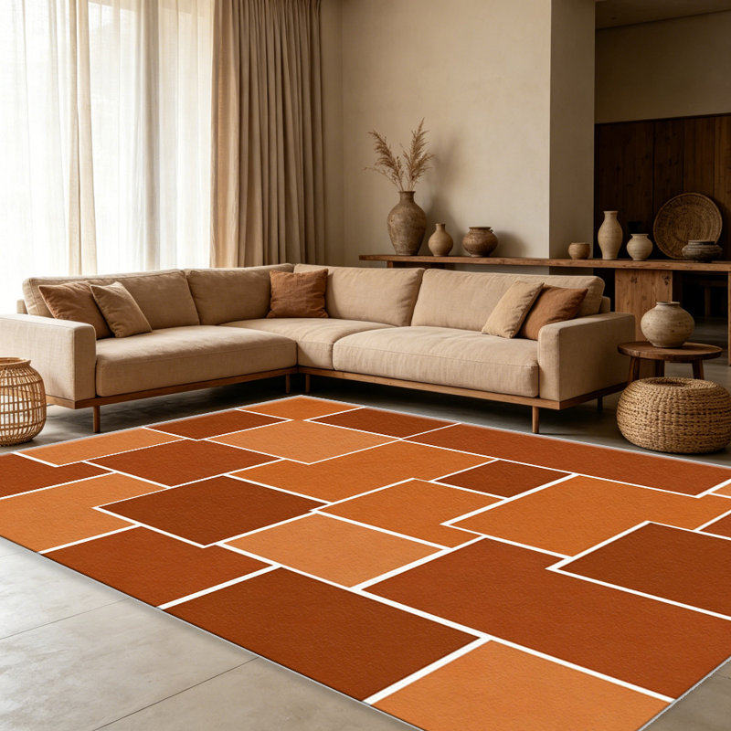 Terracotta Mosaic carpet-easy to clean, machine-washable, soft and comfortable; suitable for door mats, kitchens, living rooms, bedrooms, corridors, and laundry areas. Easy to clean, durable carpet for home decoration.
