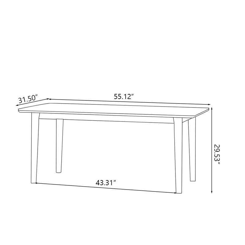 Stone Top Solid Wood Base Dining Table, 29.53”H x 55.12”L x 31.5”W