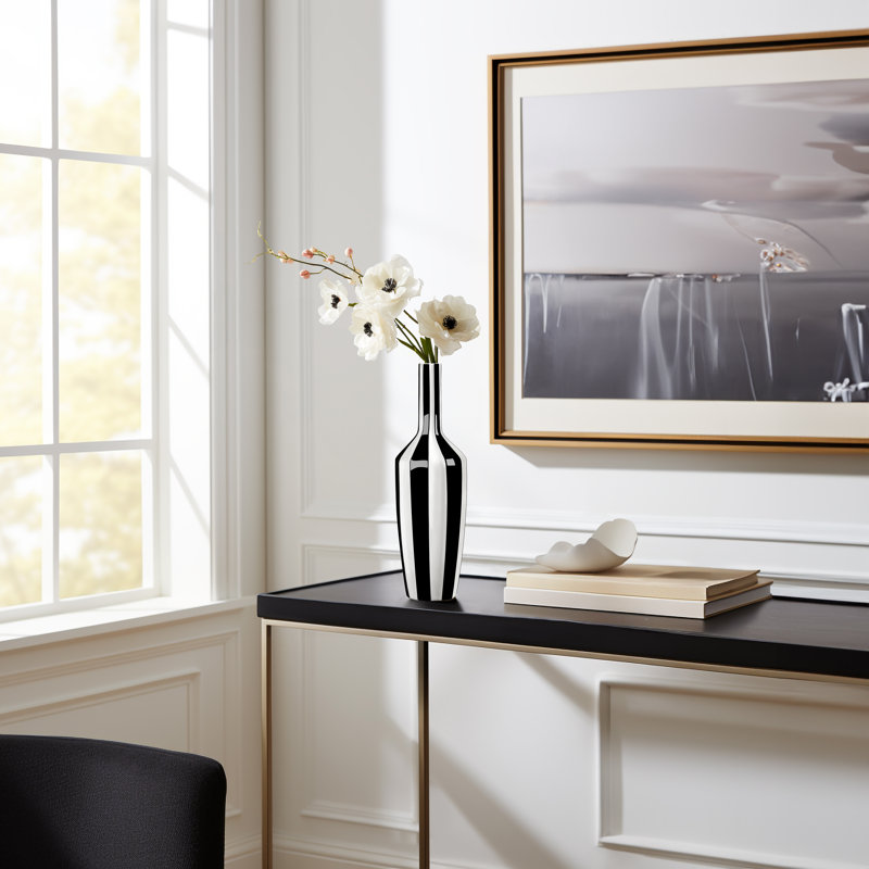  Vase en céramique noir et blanc 15 po Gelb, Hauteur totale - 15 po