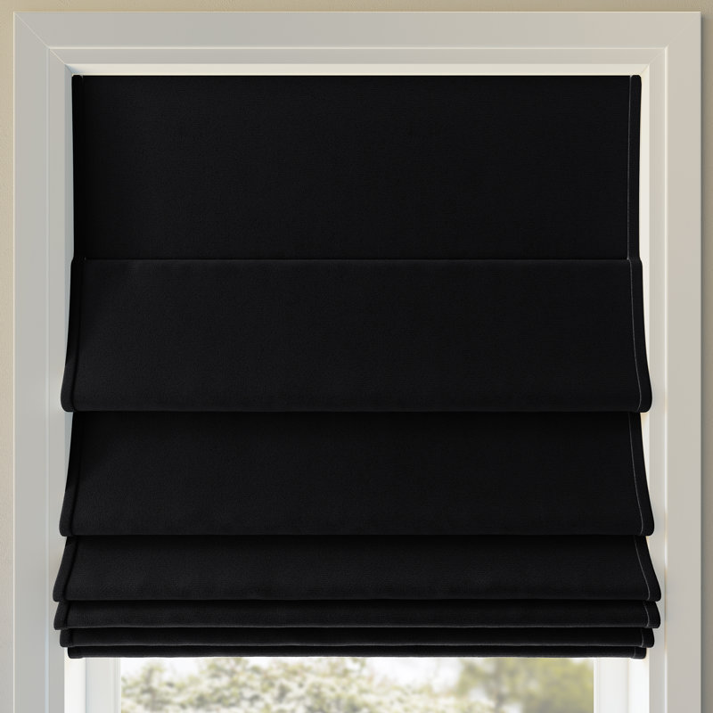 Rideau romain 100% occultant en velours Sun Zero, L 35 po x L 64 po, Noir, noir, noir, noir