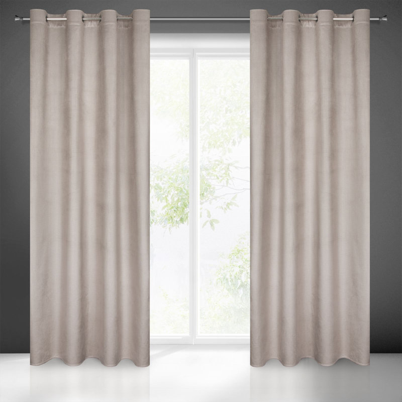 Taron Eyelet Blackout Thermal Single Curtain, Beige