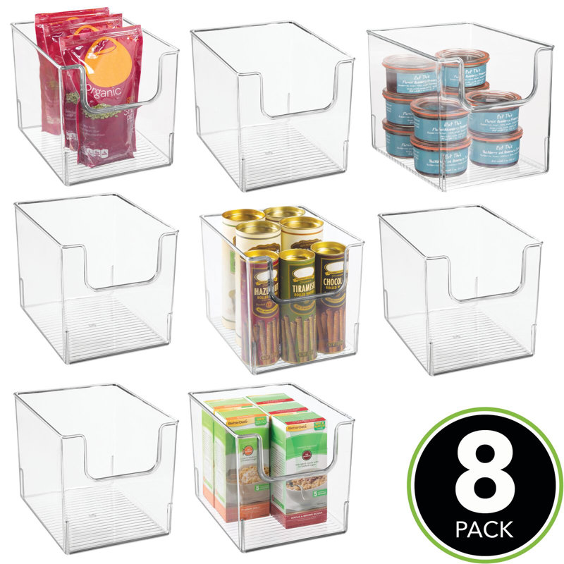 mDesign Kitchen Plastic Storage Organizer Bin with Open Front, 7.75'' H x 10'' W x 8'' D, 6