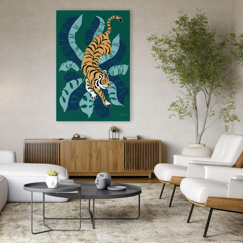Tigre rôdant contemporain et BCBG, H 48 po x l 32 po