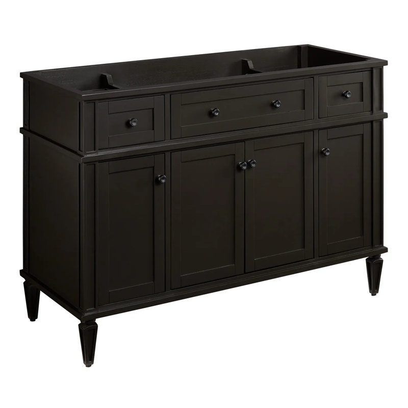 48" Elmdale Single Bathroom Vanity Set with Rectangular Undermount Sink, Charcoal Black, Arctic White Quartz, 8" Widespread