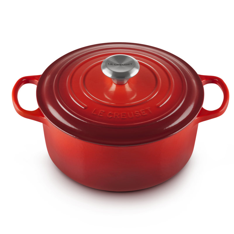 Le Creuset Signature Enameled Cast Iron Round Dutch Oven with Lid, 5.5 quarts, Cerise