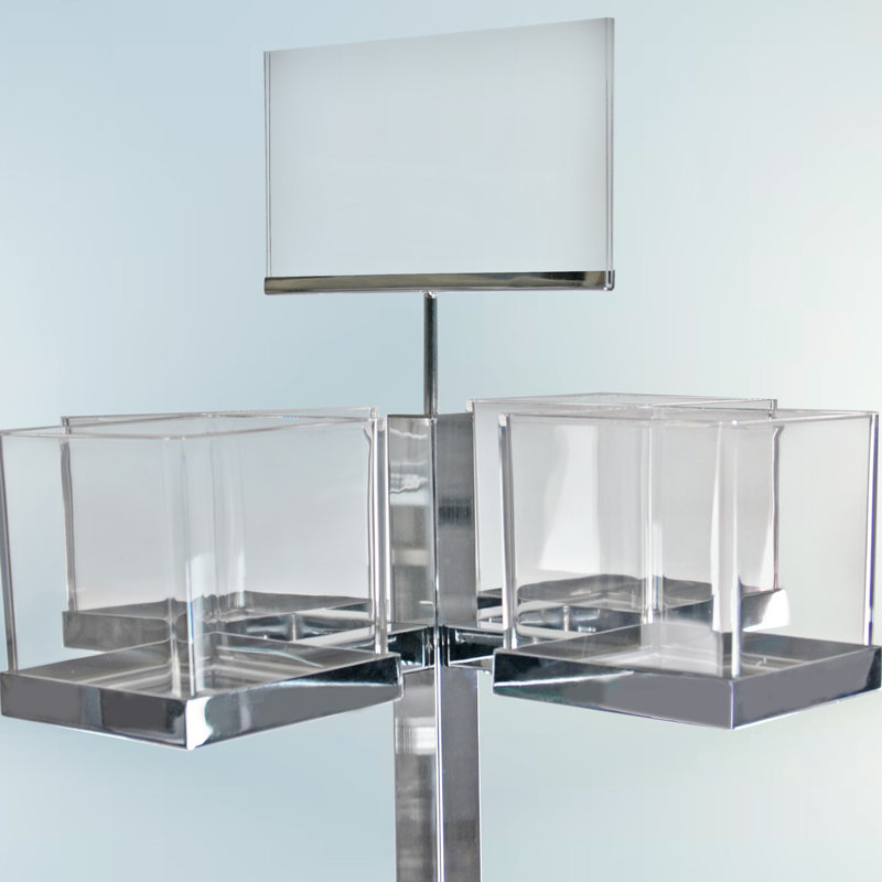 Chrome Arm Cube Bin Floor Tower Display