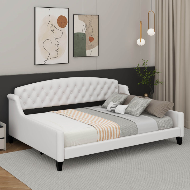 Modern Luxury Tufted Button Daybed, Beige